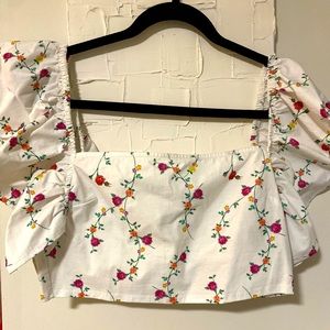 Zara floral puff sleeve top